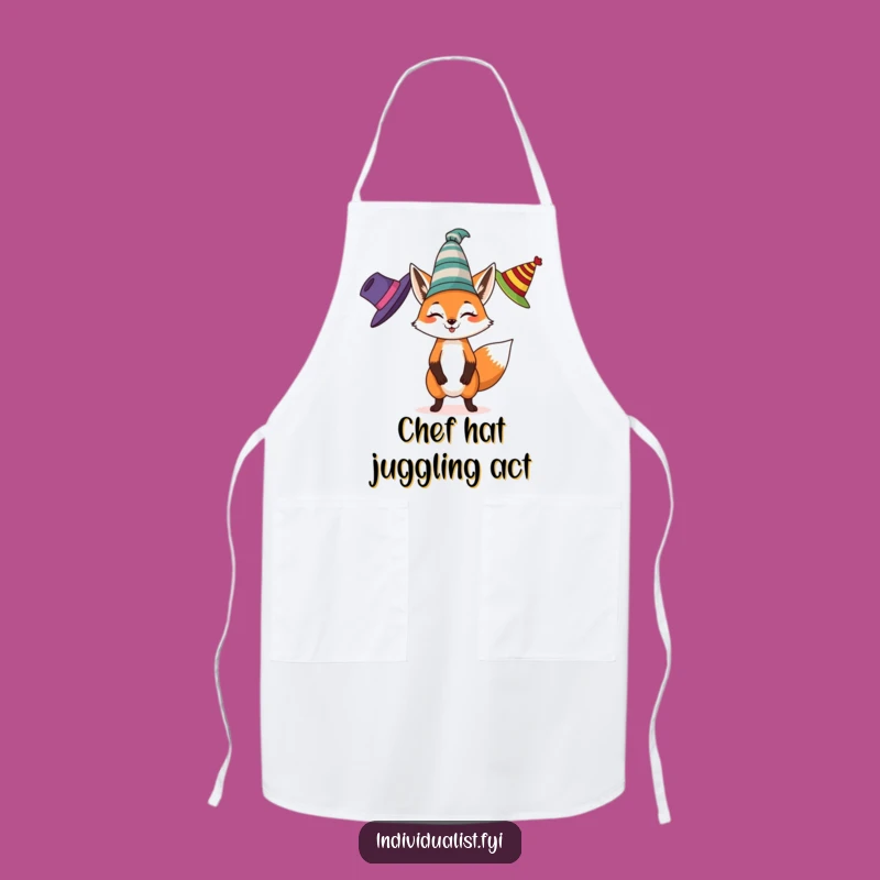 Funny Fox Juggling Apron: Cook or Craft with Playful Style, Perfect Gift