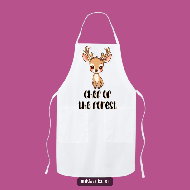 Funny Curious Deer Apron: Woodland Kitchen Style Gift