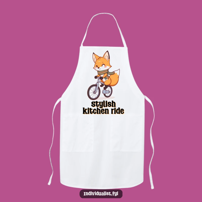 Funny Fox Unicyclist Apron: Charming Fox Cooking Solo, Perfect Gift