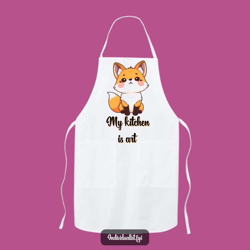 Funny Kaleidoscope Fox Apron: Artistic Kitchen Wear Gift
