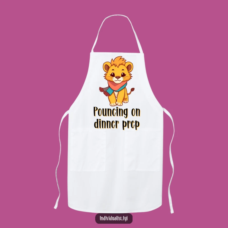 Funny Lion Cub Apron: Chef Cub Strides Confidently, Great Kitchen Gift