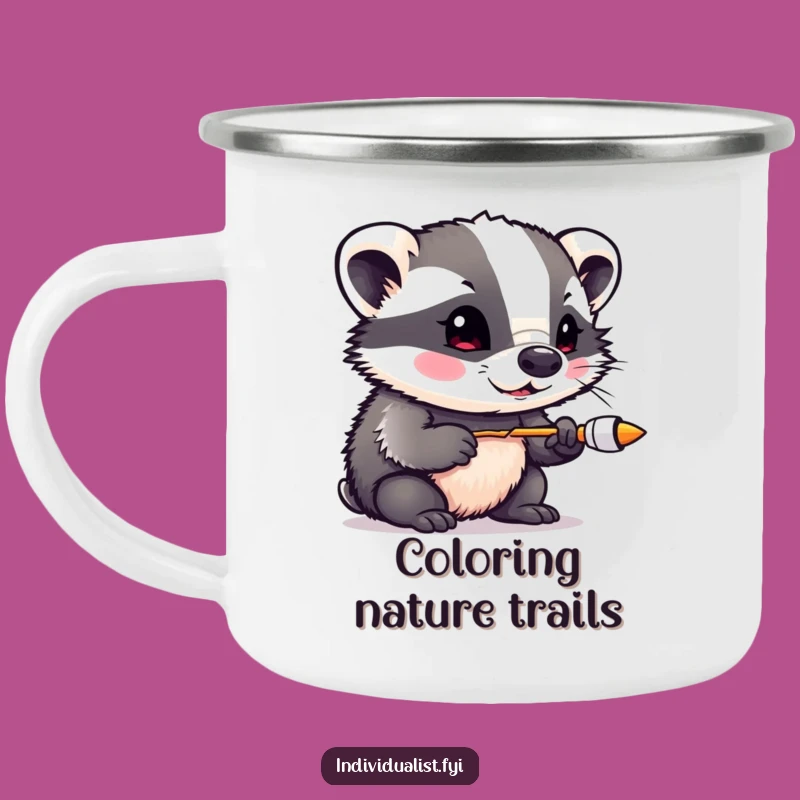 Funny Badger Artist Camping Mug - Creative Brew Cup for Outdoor Painters