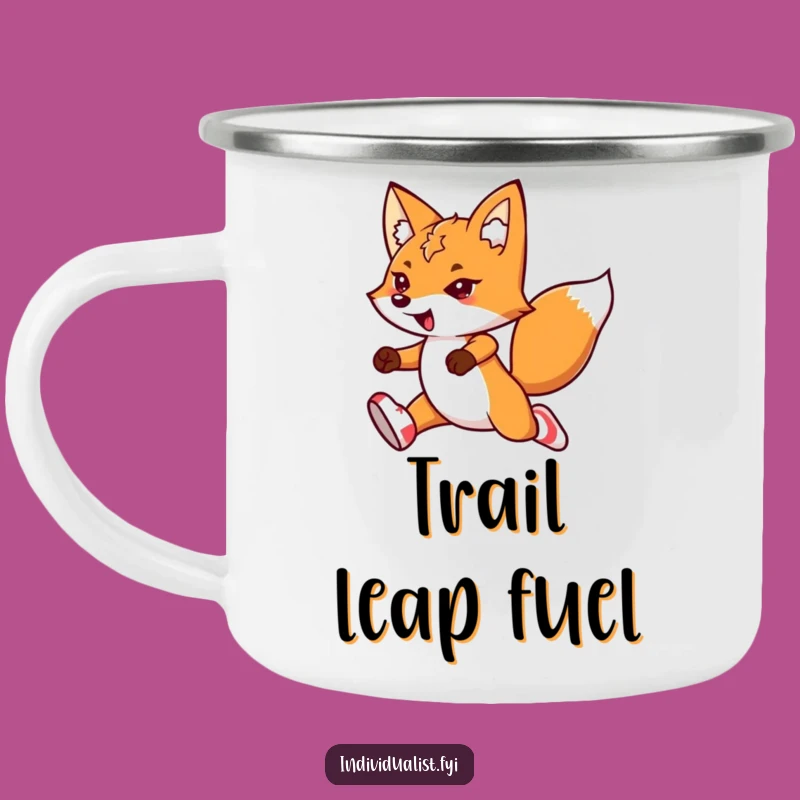 Funny Kawaii Fox Camping Mug: Leaping Flair, Mismatched Socks, Adventure Gift