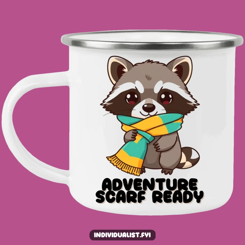 Funny Raccoon Scarf Camping Mug - Outdoor Bandit Humor Warmth Gift