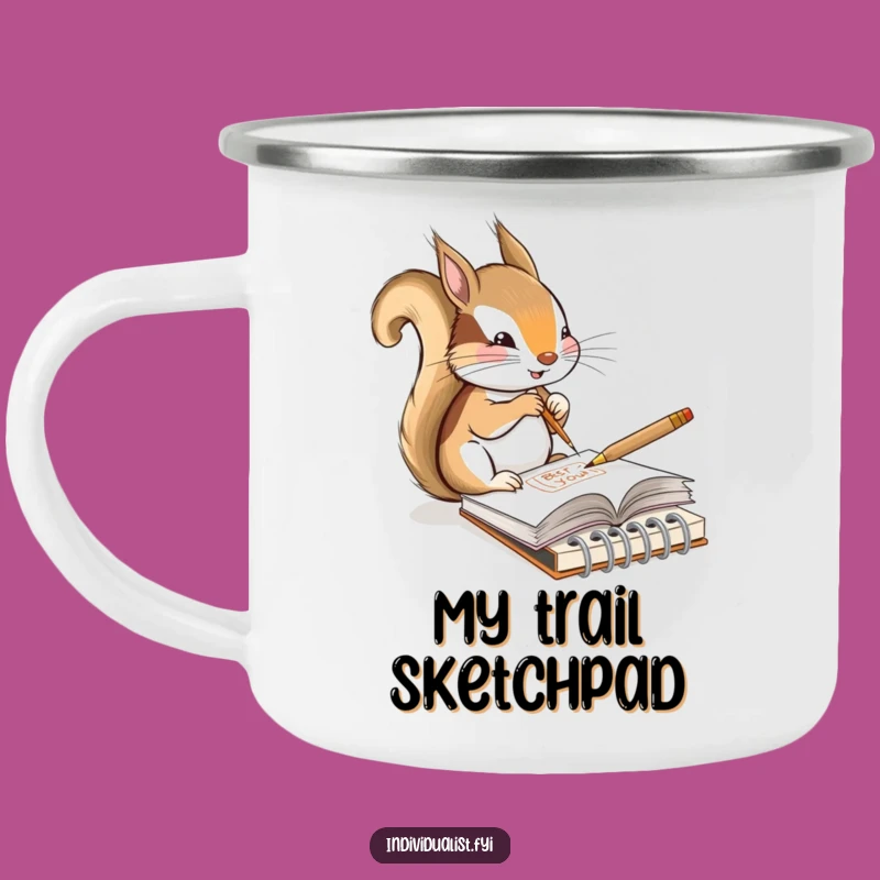 Funny Squirrel Artist Camping Mug: Sketchy Fun for Outdoor Adventures, Perfect Gift