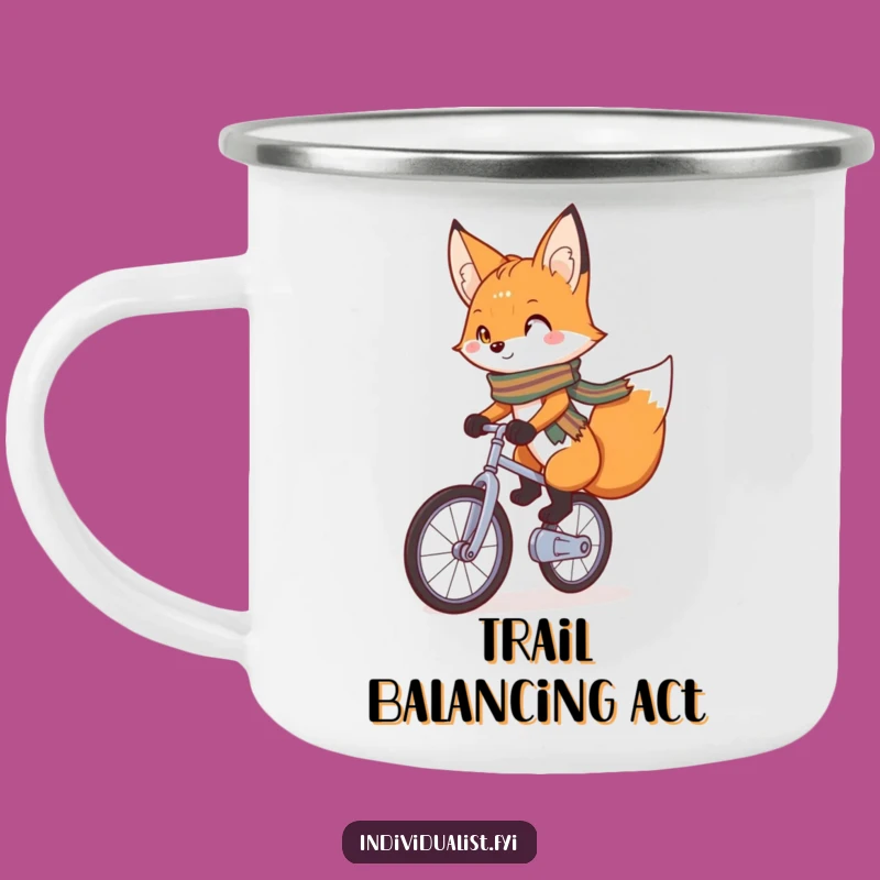 Funny Fox Unicyclist Camping Mug: Charming Fox's Ride, Perfect Gift