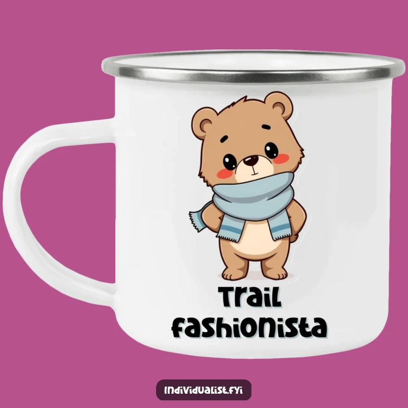 Funny Bear Cub Scarf Camping Mug: Stylish and Hilarious for Outdoor Adventures and Hot Beverages