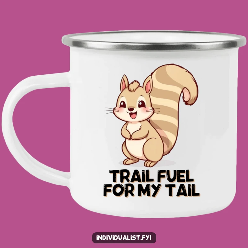 Funny Squirrel Tail Camping Mug: Tall Striped Outdoor Drinkware and Cheerful Gift