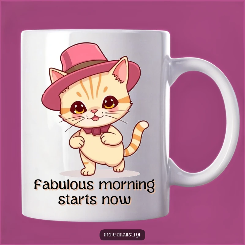 Funny Cat Hat Smirk Mug: Flamboyant Feline Fashionista, Perfect Humorous Gift