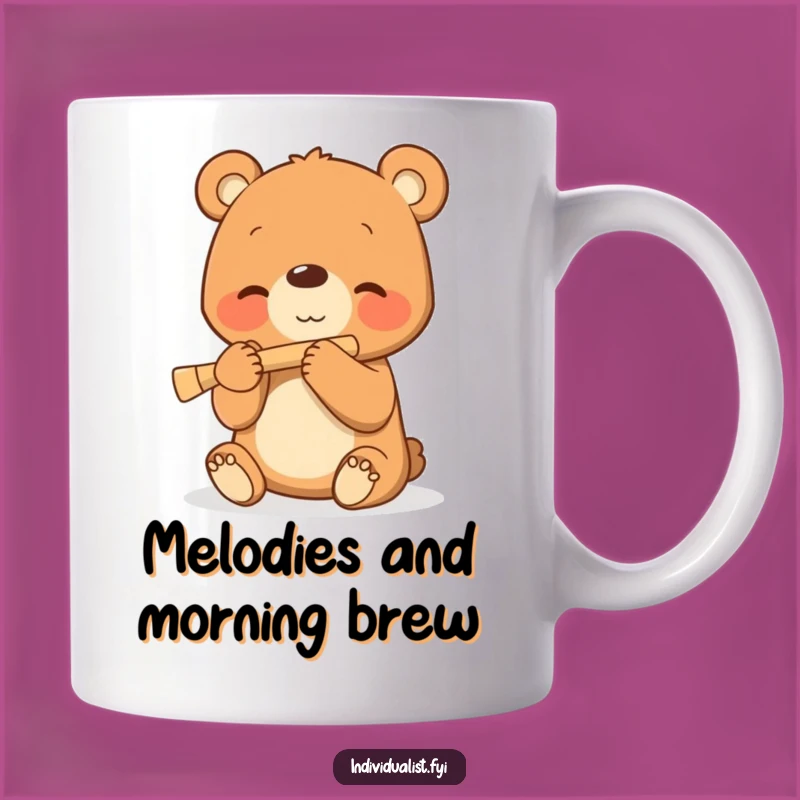 Funny Bear Cub Flute Mug - Adorable Musical Gift for Joyful Moments!
