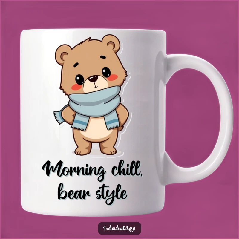 Funny Bear Cub Scarf Mug: Stylish and Hilarious Gift for Fashionable Friends and Animal Lovers