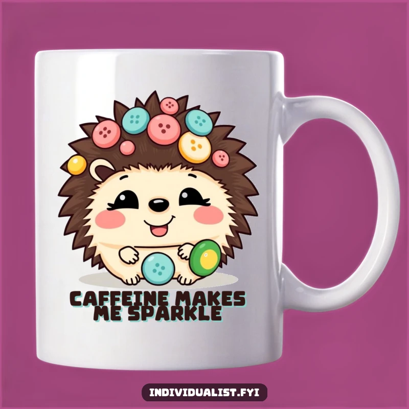 Funny Hedgehog Button Mug: Giggling Gift for Quirky Friends and Cute Animal Lovers