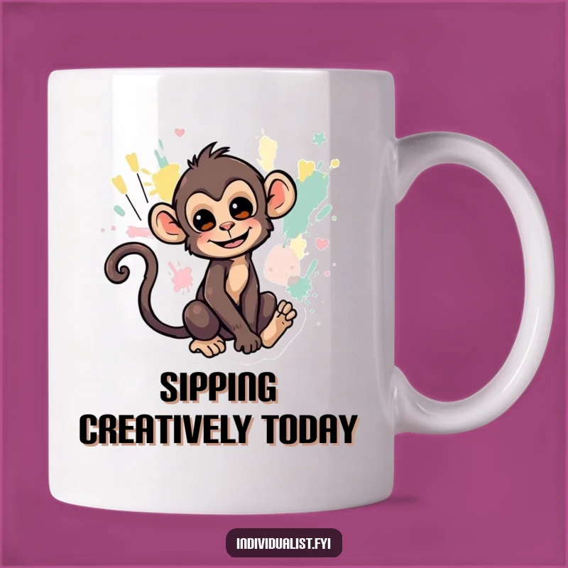 Funny Monkey Art Mug - Hilarious Tail Painting Gift for Creatives!