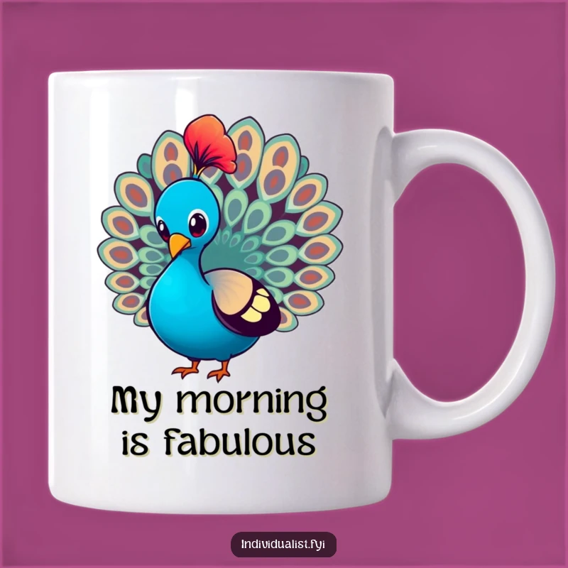 Funny Peacock Strutting Mug: Proud Bird Showing Off Feather, Perfect Gift