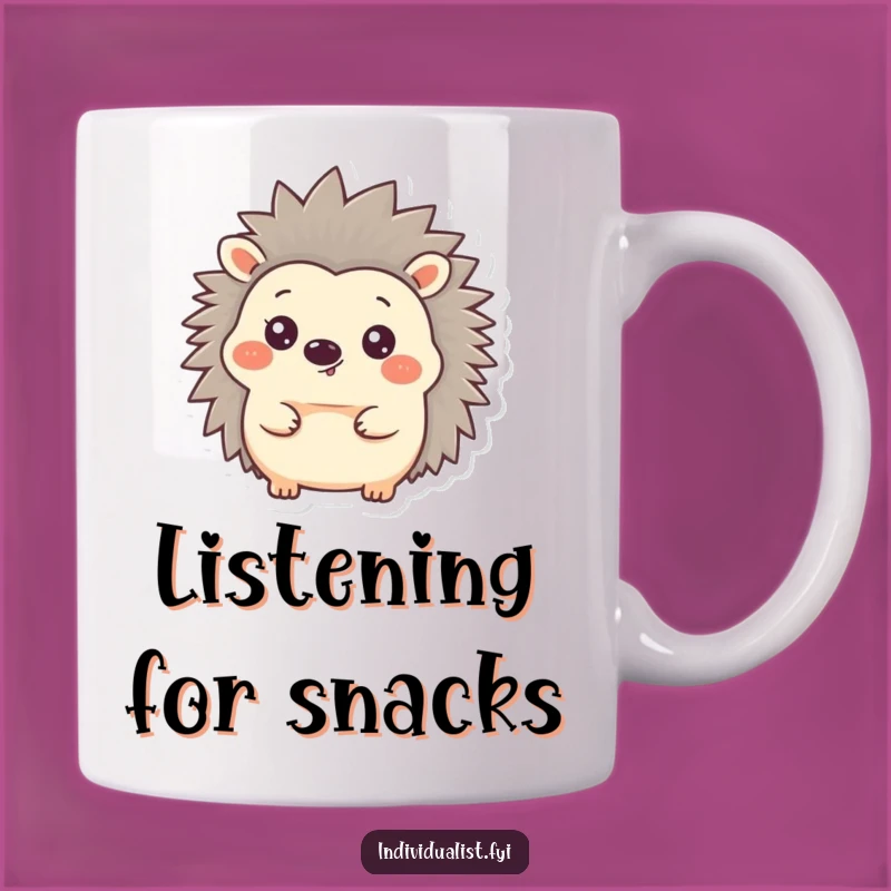 Funny Hedgehog Ear Mug - Happy Quilled Friend Humor Gift