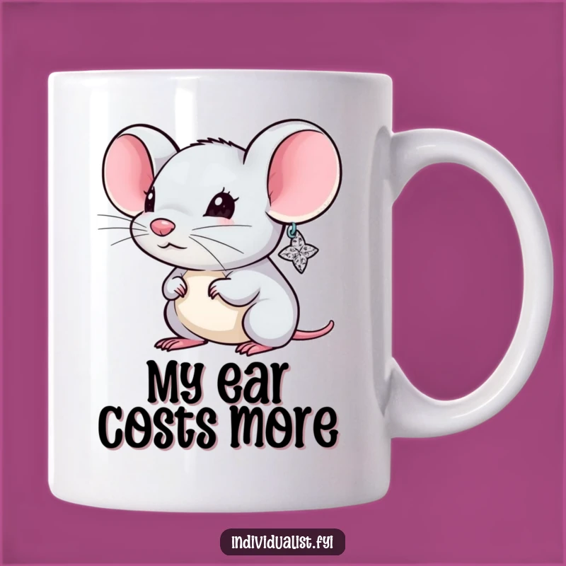 Funny Mouse Sparkly Earring Mug - A Tiny Critter's Glam Humor Gift