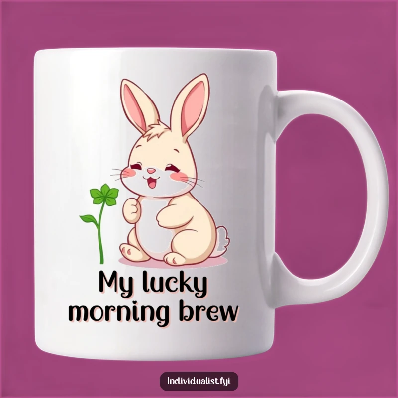Funny Rabbit Clover Mug: A Cheerful Hare's Lucky Find is a Funny Gift!