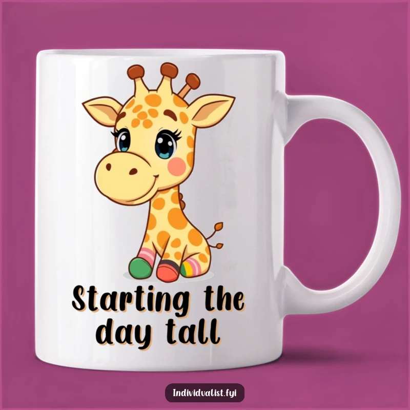 Funny Giraffe Mug: Happy Giraffe with Mismatched Socks, Quirky Funny Gift