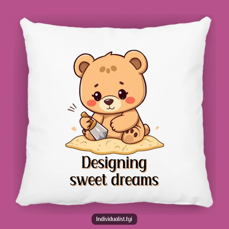 Funny Bear Sand Art Pillow - Comfy Character Accent Cushion