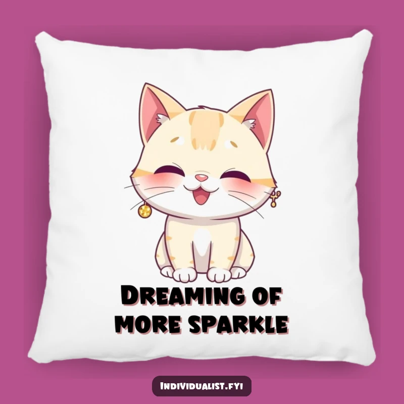 Funny Giggling Cat Sparkly Earring Pillow - Comfy Feline Statement Piece