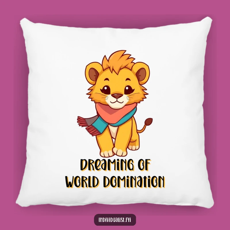 Funny Lion Cub Pillow: Soft Pillow with Determined Cub, Cozy Accent