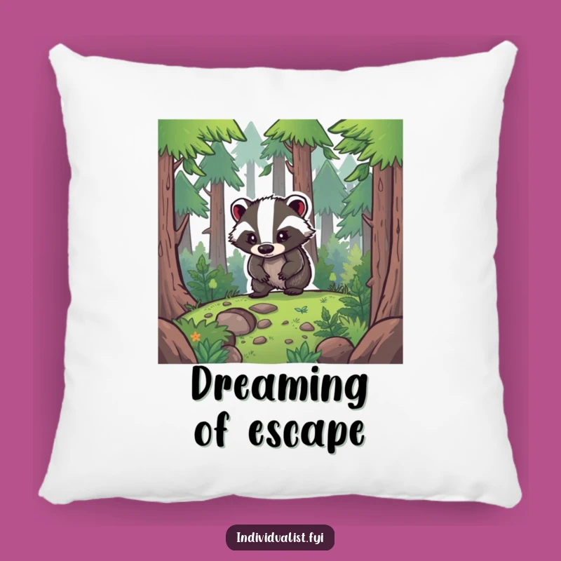 Funny Badger Explorer Pillow - Cozy Adventure Decor, Sweet Funny Gift