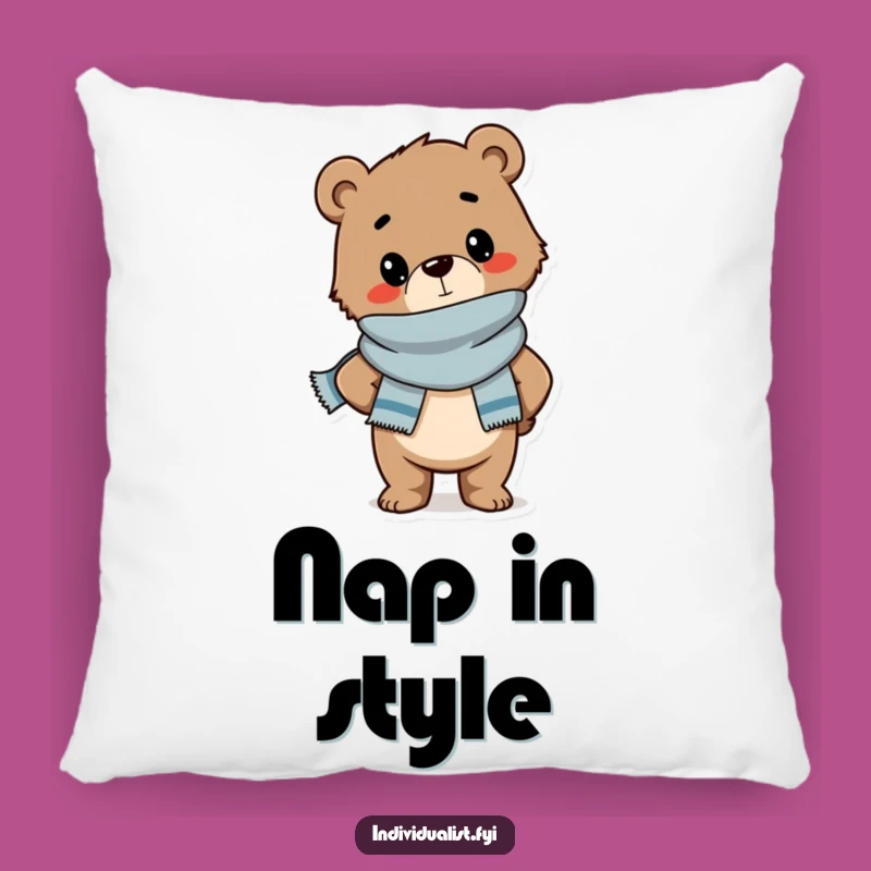 Funny Bear Cub Scarf Pillow: Cozy and Stylish Accent for a Confident and Chic Living Space
