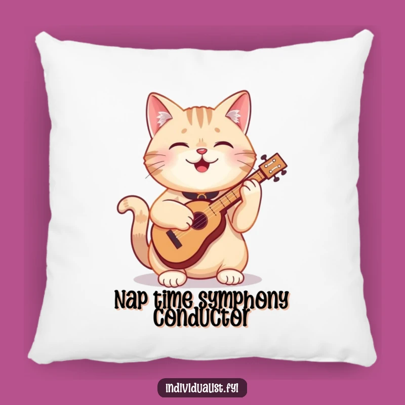 Funny Cat Instrument Pillow: Snuggle Up with a Happy Feline Composer, The Purrfect Funny Gift!
