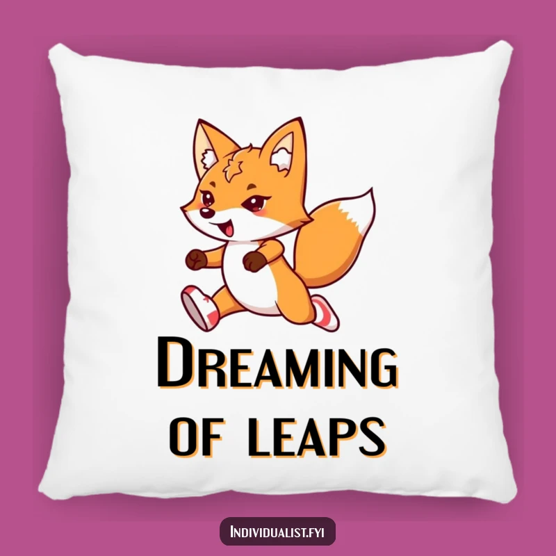 Funny Kawaii Fox Pillow: Leaping Flair, Mismatched Socks, Cozy Spirit Gift