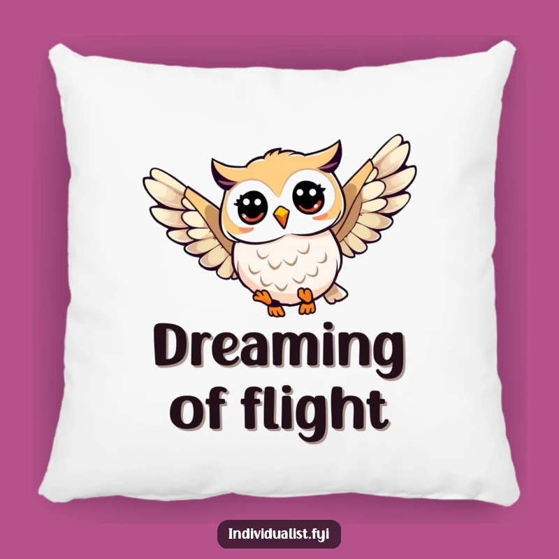 Funny Owl Soaring Pillow: Cozy Unique Wing Pattern Cushion, Perfect Funny Gift