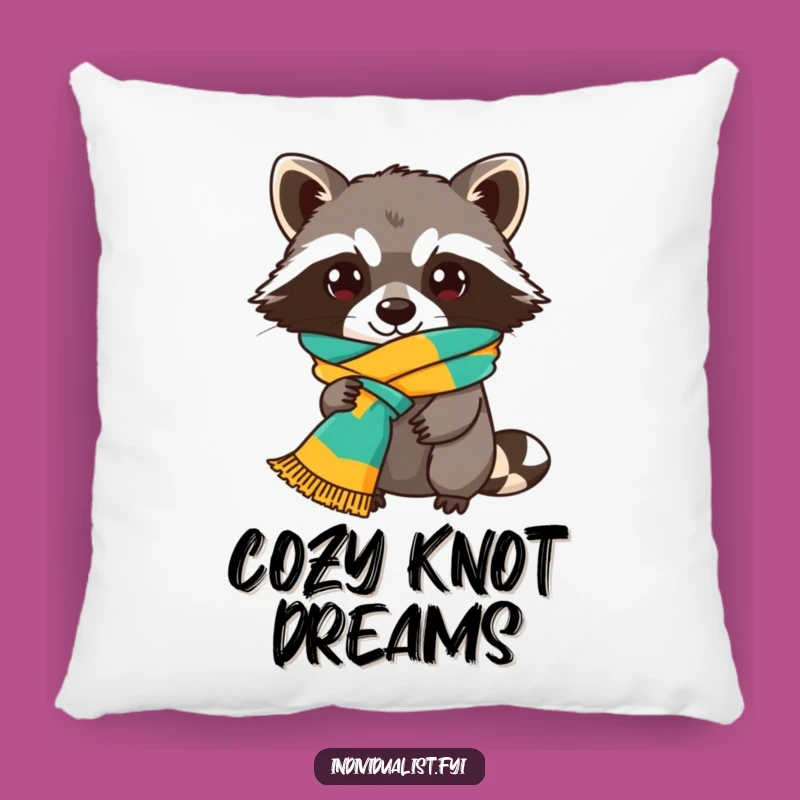 Funny Raccoon Scarf Pillow - Cozy Bandit Decor Humor Cushion
