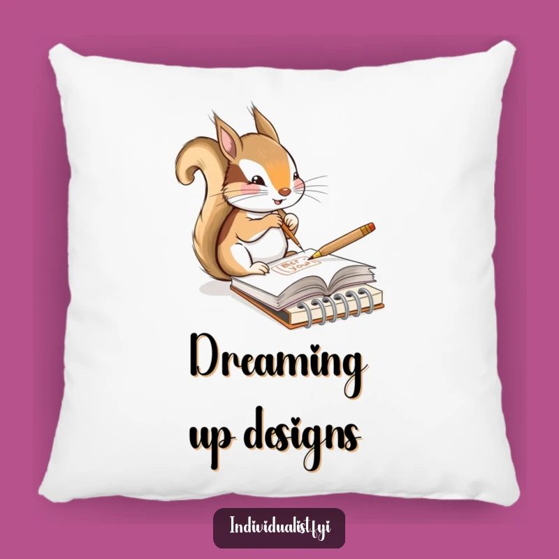 Funny Squirrel Artist Pillow: Cozy Up with a Sketching Squirrel, Perfect Gift