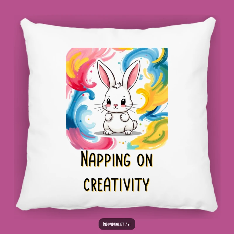 Cozy Funny Bunny Artist Pillow: Artistic Comfort for Your Space