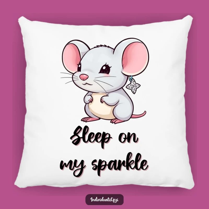 Funny Mouse Sparkly Earring Pillow - Cozy Critter Decor Humor Cushion