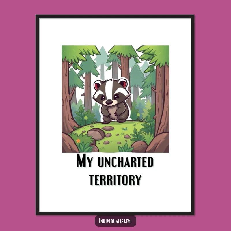 Funny Badger Explorer Digital Art - Adventure Instant Download, Perfect Funny Gift