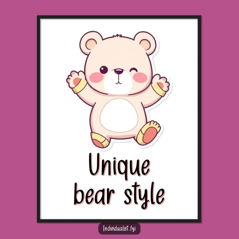 Funny Bear Digital Art Print - Whimsical Character, Instant Quirky Decor, Humorous Gift