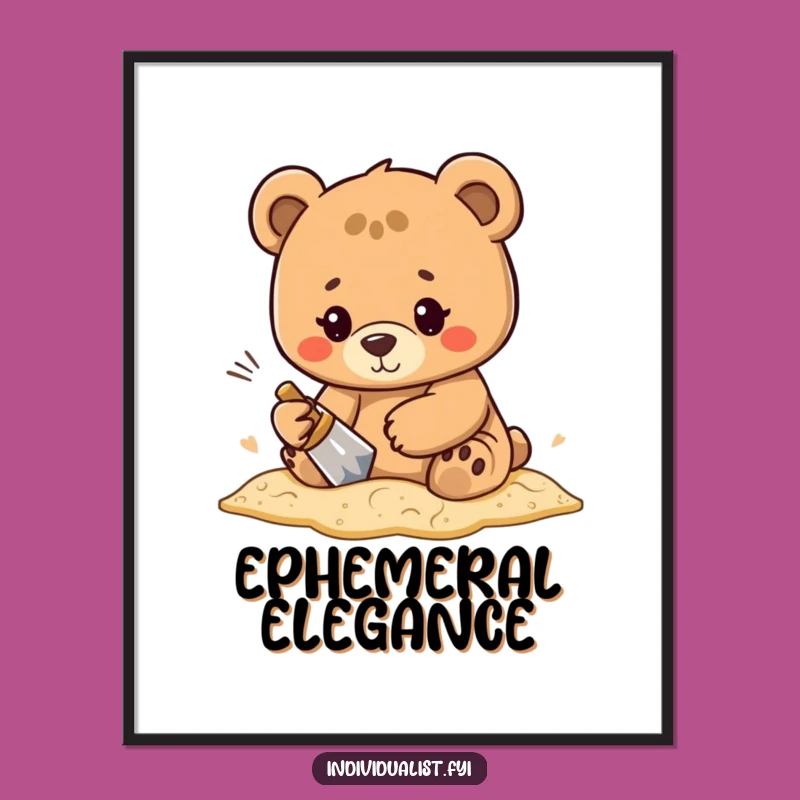 Funny Bear Sand Art Digital Print - Instant Character Wall Art