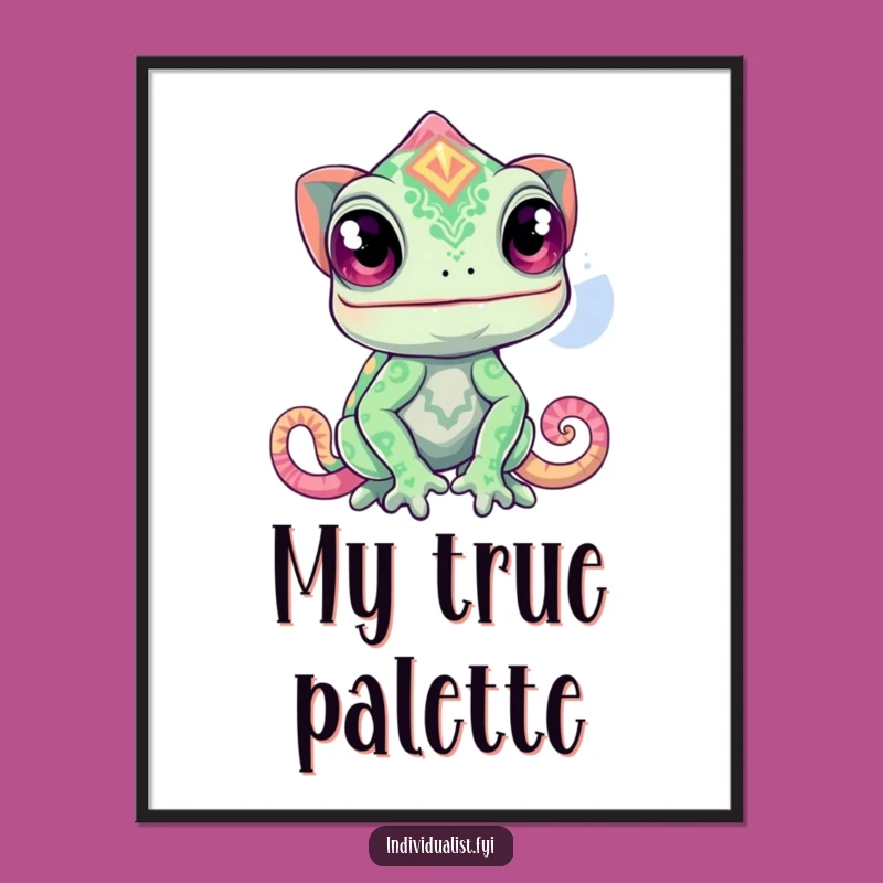 Funny Curious Chameleon Pattern Digital Print - Whimsical Art for Instant Color