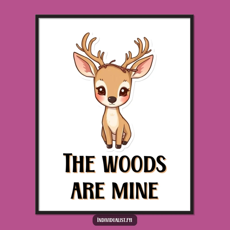 Funny Curious Deer Digital Art: Instant Woodland Decor Gift