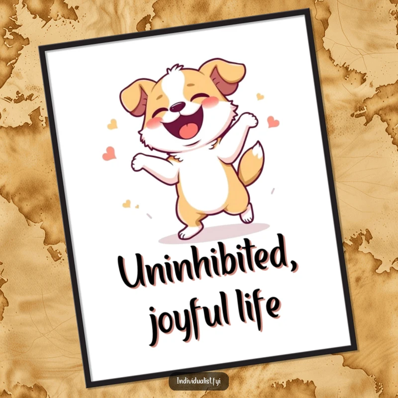 Funny Digital Art: A dog dances with wild, uninhibited joy and infectious giggles, radiating pure happiness.