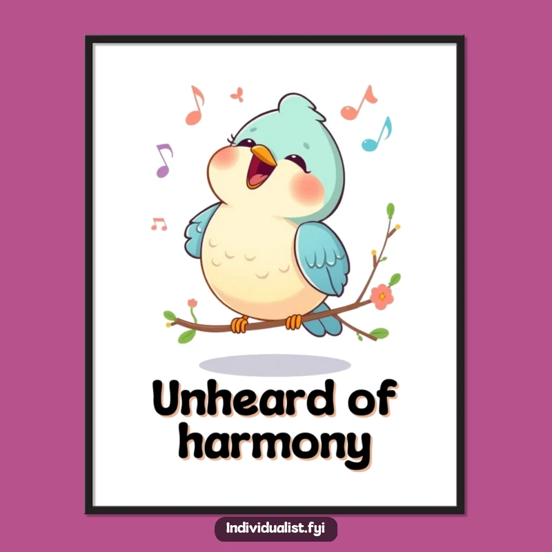 Funny Happy Bird Unique Melody Digital Art - Instant Cheerful Decor