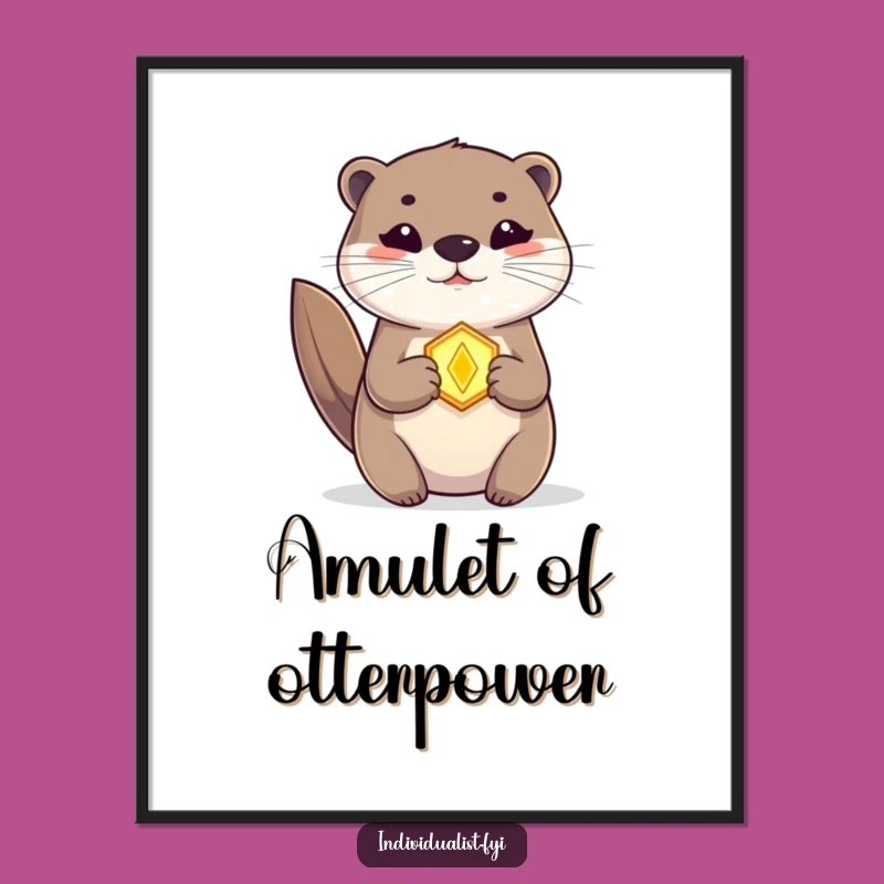 Funny Otter Amulet Digital Art: Enchanting Decor, Instant Downloadable Humor