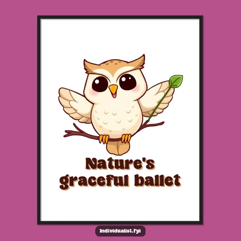 Funny Owl Leaf Digital Art: Instant Download of Hilarious Woodland Charm