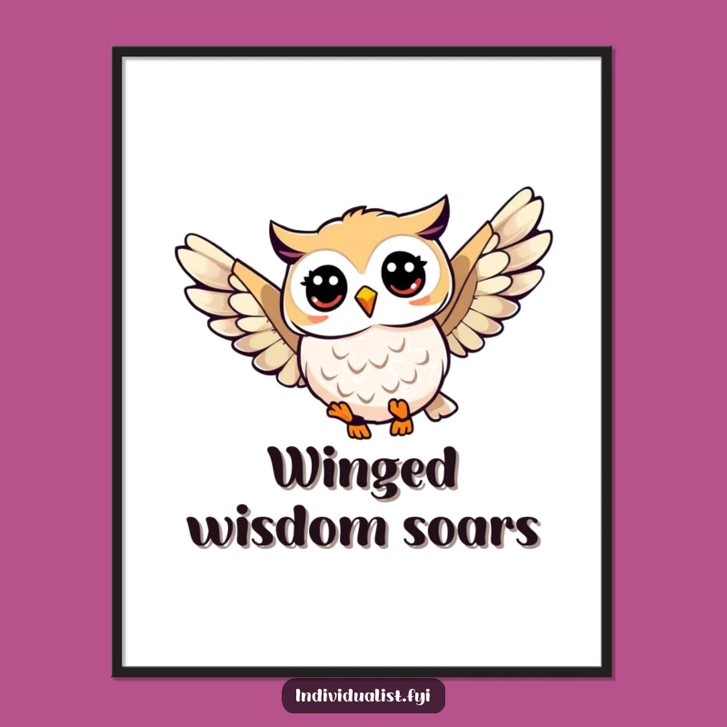 Funny Owl Soaring Digital Art: Instant Unique Wing Download, Perfect Funny Gift