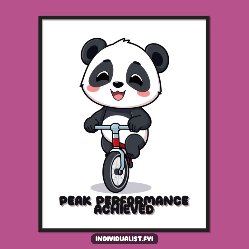 Funny Panda Unicycle Digital Art: Instant Download of Hilarious Animal Fun