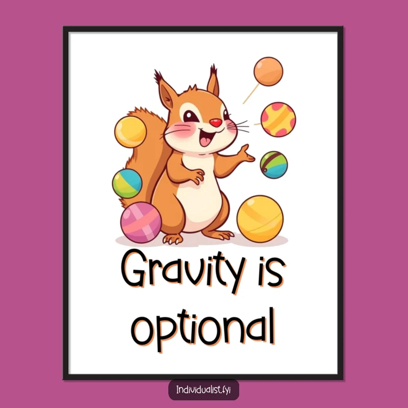 Funny Squirrel Juggler Digital Art Print: Instant Excitement Gift!