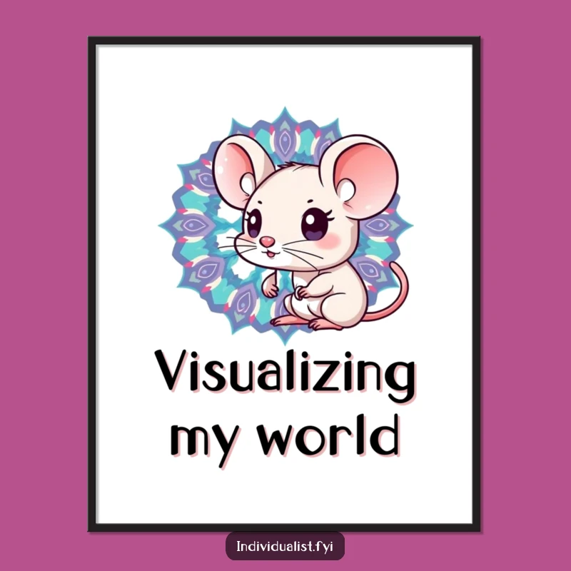 Instant Download Funny Kawaii Mouse Kaleidoscope Art - Unique Wall Decor
