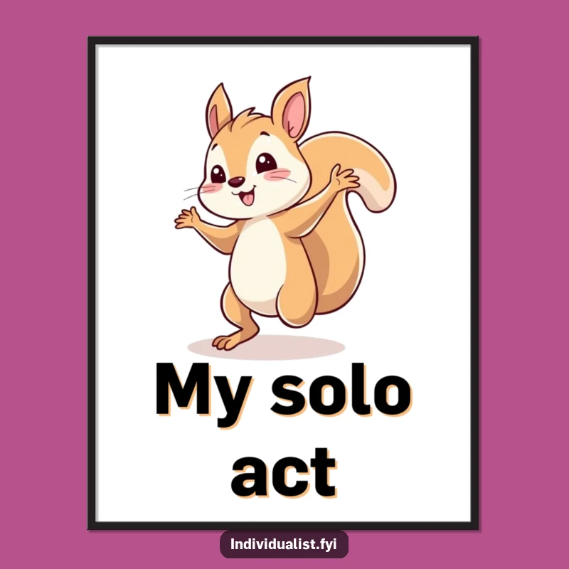 Funny Squirrel Dancing Digital Art: Whimsical Spotlight Solo, Instant Joyful Decor Gift!