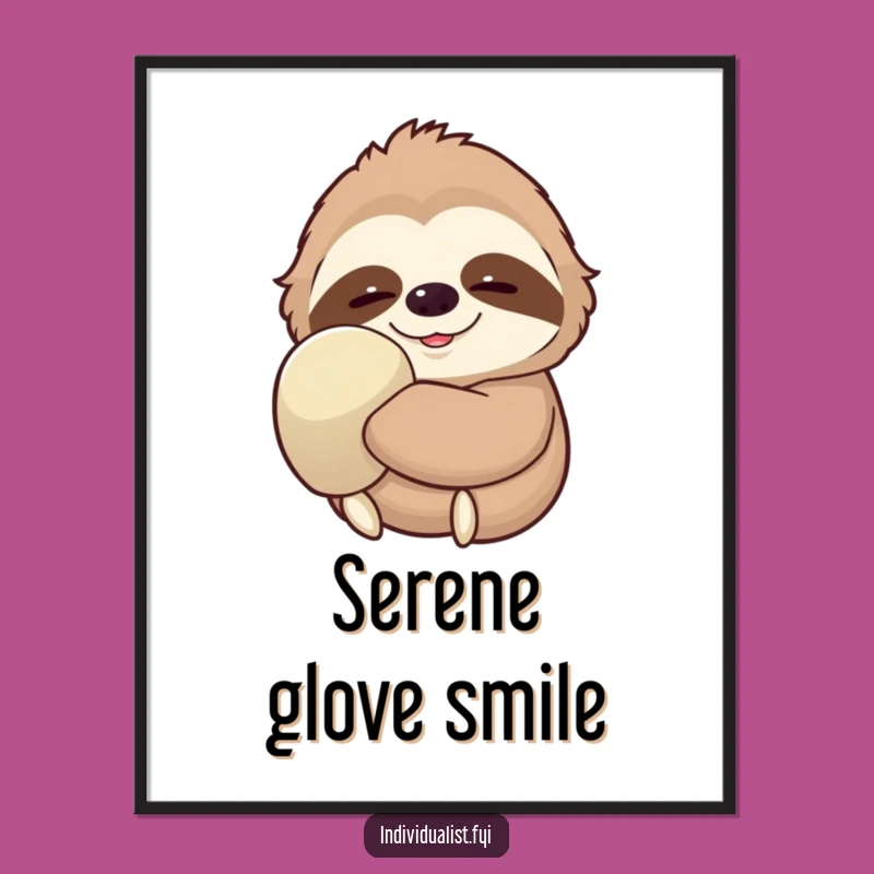 Funny Sloth Glove Digital Art - Printable Slow Life Decor Humor
