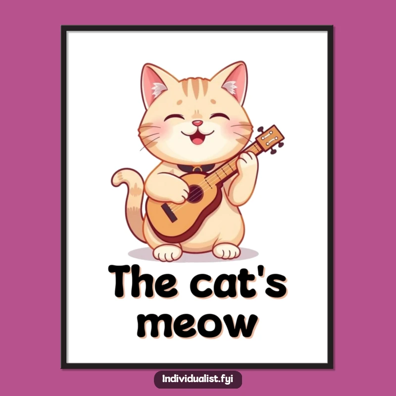 Funny Cat Instrument Digital Art: Happy Feline Musician Printable, Instant Funny Gift Download!